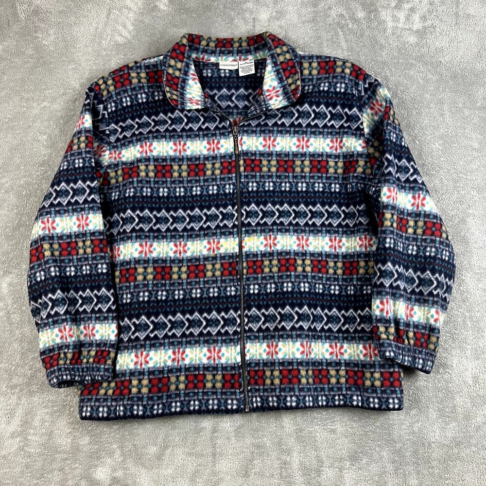 Cabin Creek Fleece Jacket Womens 2X‎ Full Zip Aztec Shoulder Pads Outdoor